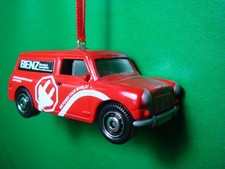 1965 AUSTIN MINI DELIVERY VAN CUSTOM DIECAST CHRISTMAS TREE ORNAMENT ~ RED