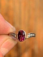 9ct gold diamond tourmaline solitaire ring