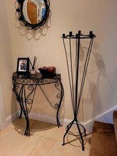 Wrought Iron Candelabra with 6 Candle Holders 127 Cm Height Black