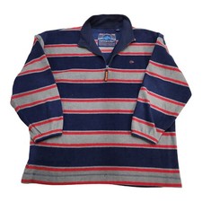 Dunlop Ultimate Sportswear Pullover Blue 1/4 zip Fleece Stripe Polyester Golf
