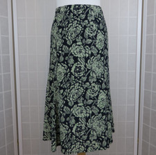 Eastex Skirt Size 18 Black Green Floral Print Panelled Midi Lined Spring Summer