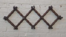 Expanding Victorian Stained Beach Wood Coat And Hat Rack