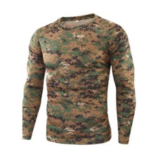 Men's Jungle Camouflage Long Sleeve T-Shirt, Hunting Shooting Fishing Camo Top
