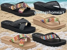 Ladies Summer Flip Flops Womens Dunlop Low Wedge Toe Post Holiday Beach Sandals
