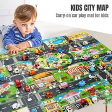 Kids New Toy Play Rugs with Pull Back Vehicle Set City Town Car Road Play Rug UK