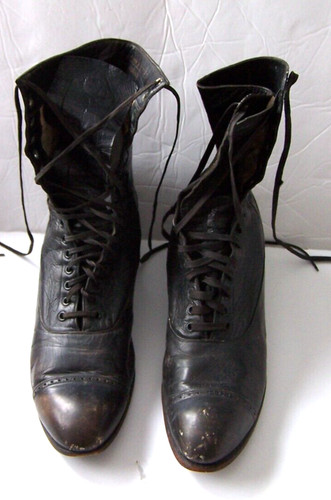 Victorian leather black boots - victorian,