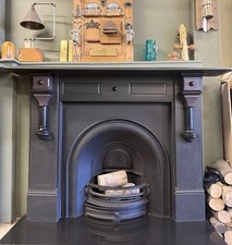 Large Solid Slate Victorian Fireplace Surround With Rocket And Bauble Corbels