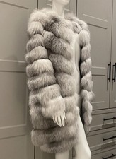 Real FROST FOX FUR Coat SILVER
