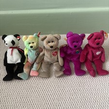 TY Beanie Babies, Fortune, Peace, Millennium, 1999 signature and Valentina