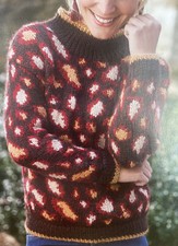 Ladies Animal Print Jumper Sweater Aran KNITTING PATTERN - Sizes 8-26 (32-50")
