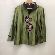 LOVELY ORIENTAL BRAND  SILK COLLECTION GREEN WITH EMBROIDERY LIGHT JACKET  XXL