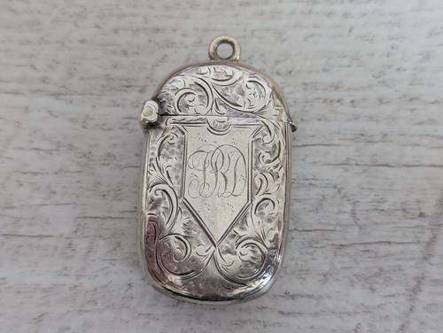 Antique silver vesta case - vesta,