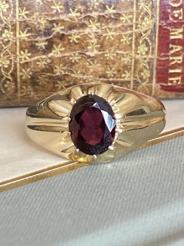 Gents 9ct gold garnet - gents, &