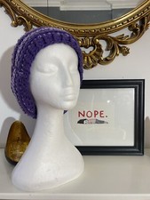 Retro Hand Knitted Ski Headband Ear warmers Skiing Headwear Purple