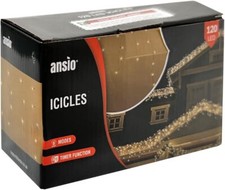 ANSIO® Outdoor 1000 LED Icicle Lights Outdoor & Indoor with Timer USED