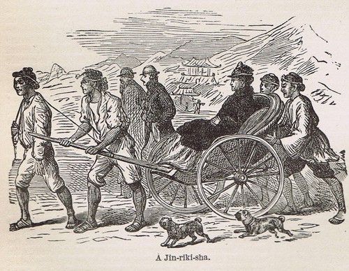 Japanese jinrikisha carriage - a,