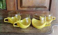 4 VINTAGE RETRO MCM ROLY POLY DRINK UPS COFFEE TEA MUGS CUPS YELLOW SET Of 4 