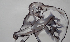 Ink Drawing Male Nude in a