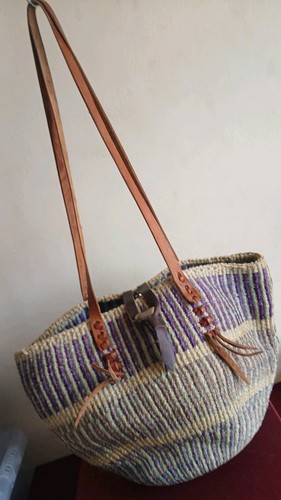 Vintage bucket bag woven sisal - bag,