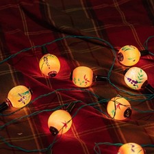 Vintage Japanese large painted figural lantern Christmas light bulbs (set of 16)