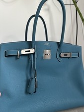 Hermès Birkin 35 Blue Togo Leather Bag with Palladium Hardware — Made in France
