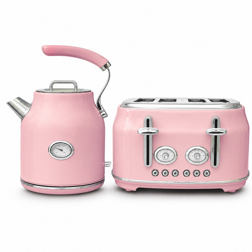 Pink retro kettle 4 slice - kettle,