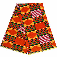 African Fabric Ghana Kente Print 100% Cotton Ankara 6 Yards Sewing Material