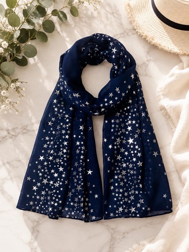 Silver stars scarf - stars, wrap
