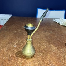 Vintage India Brass Ornamental Hookah Smoking Pipe Plastic Mouth