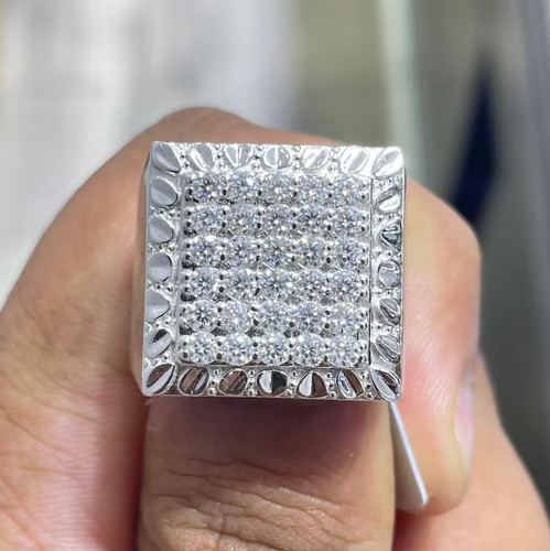 14k white gold cluster style - white,