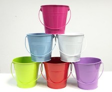 ALUNA HOME 6pc Bright Colour Tin Wedding Metal Flower Plant Pot Bucket 10cm