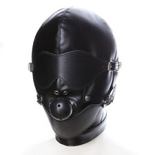 Head Mask Harness Hood Ball Mouth Gag Bondage Slave Cosplay Blindfold Gimp BDSM
