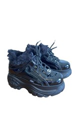 Buffalo Platform Trainers / Boots Size Eu 36 Uk 3 Black Fur Lining Lace Up