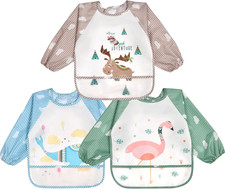 Baby Bibs with Sleeves, 3 Pcs