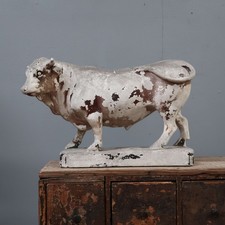 Original Early Antique Vintage Butchers Plaster Advertising Bull Kitchen Sign