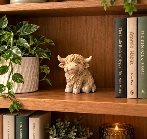 Beige highland cow figurine - highland,
