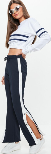 Missguided navy white popper - navy/white,