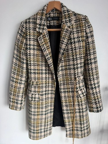 Zara tweed check longline - tweed,