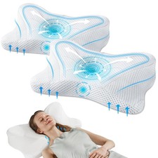 Cervical Neck Pillow Set of 2, Memory Foam Contour Pillow with Arm Rest Slot ...