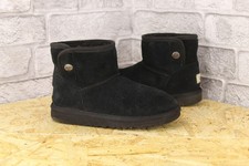 GIRLS BLACK SUEDE SHEEPSKIN UGG AUSTRALIA JONA BOOTS SIZE 1 / 33.5 USED CON