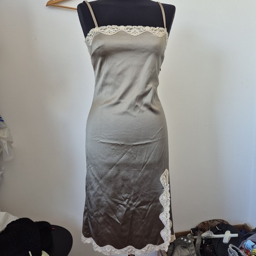 90s grey satin italian lace - satin,