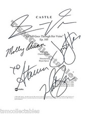 -= CASTLE autographed script Nathan FILLION Stana KATIC Molly C. QUINN signed!