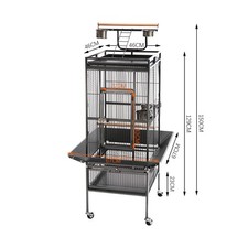 Large Metal Bird Cage Open Playtop for African Grey Parrot Cockatiels w/ Stand