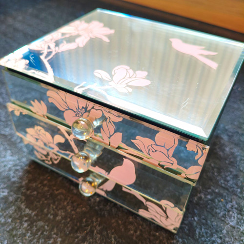 Mirrored glass jewellery box - mirrored,