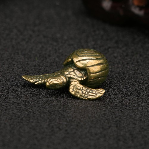 Small turtle statue brass - statue,