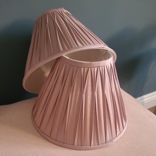 Pair Of  Laura Ashley Fenn  Pleated Silk Lampshade Lilac/Dusky Pink