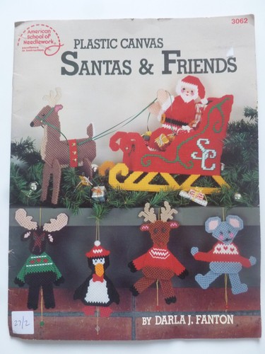 Plastic canvas santas - plastic,