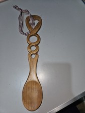 10.5" Pale Wood Welsh Love Spoon Heart And Circle Twist