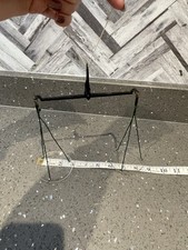 VINTAGE APOTHECARY HAND HELD SMALL SCALES WITH SOME WEIGHTS IN WOODEN BOX