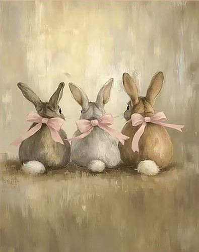 Rabbits animal print unframed - print,